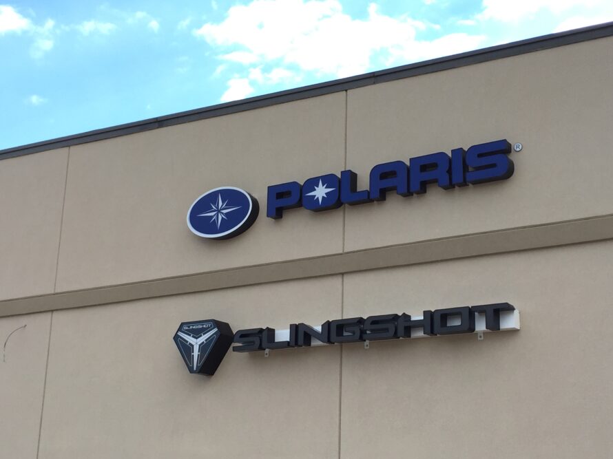 Polaris and Slingshot Building Dimensional Sign