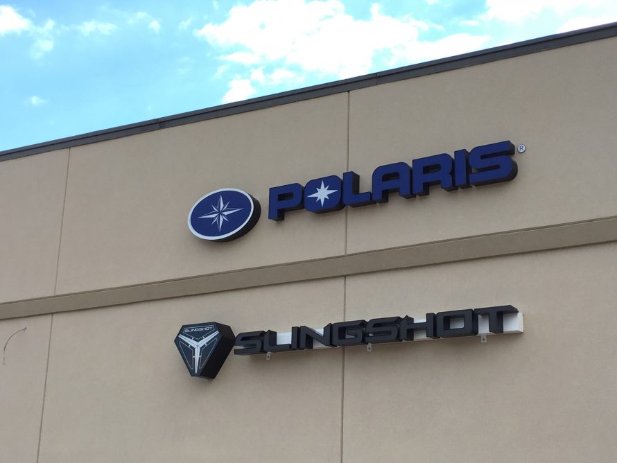Polaris and Slingshot Building Dimensional Sign