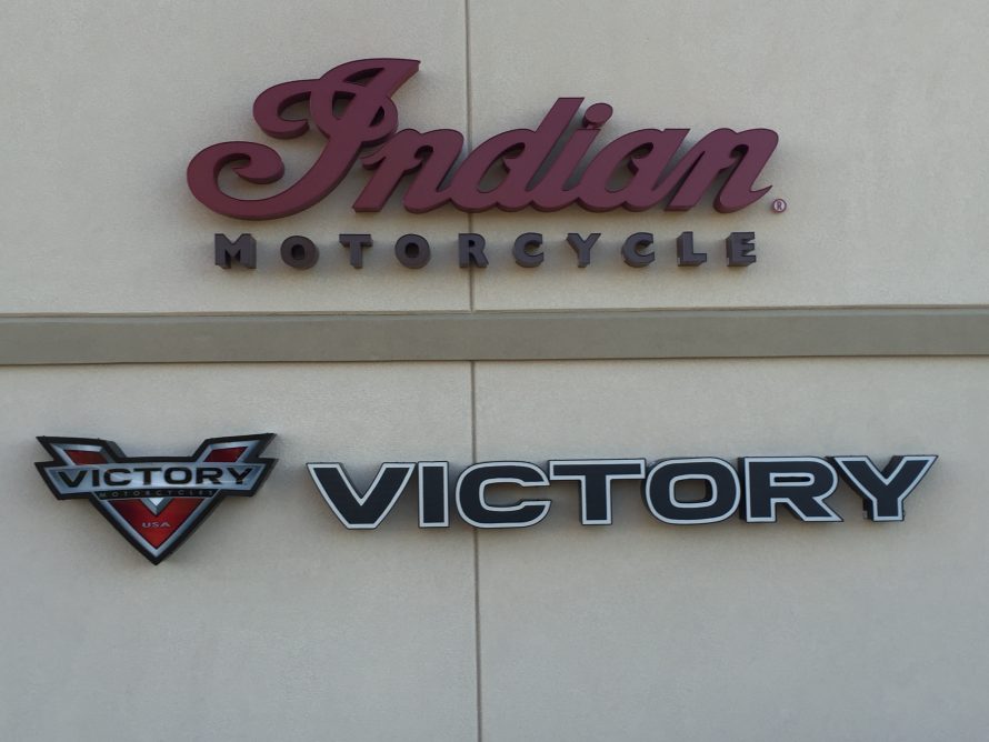 Indian and Victory Building Dimensional Sign
