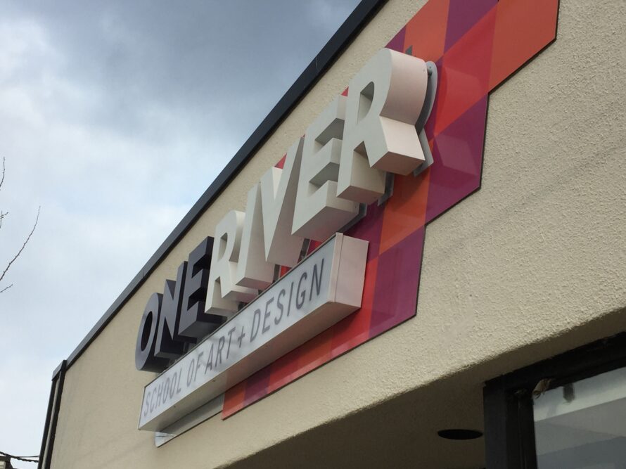 One River Arts School Building Dimensional Sign