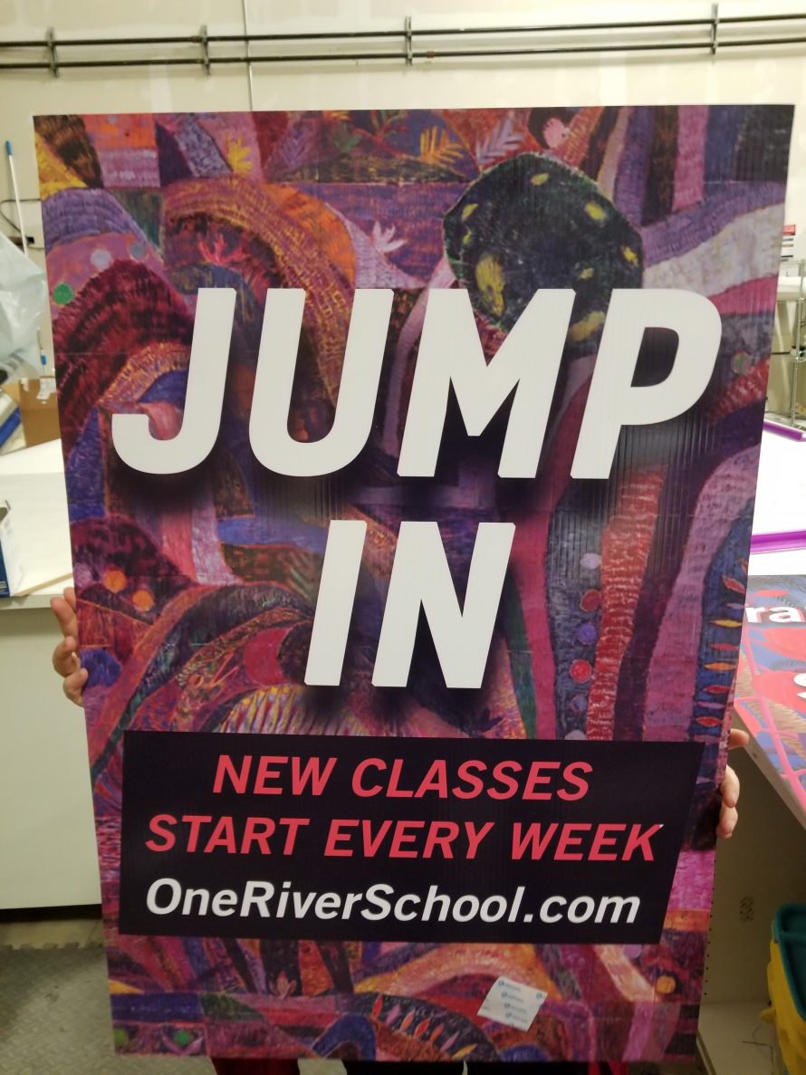 One River School Sign