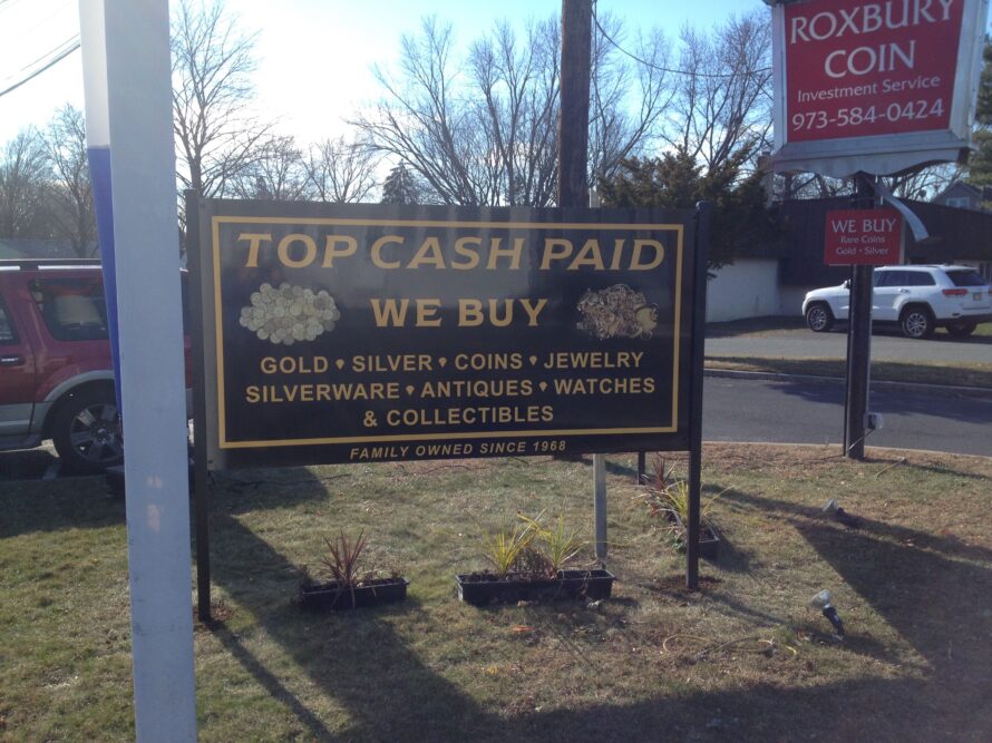 Exterior Post and Panel Sign on Black Aluminum Composite