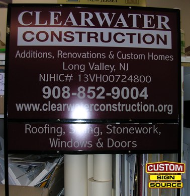 Clearwater Construction Sign by Custom Sign Source - Morris County, NJ
