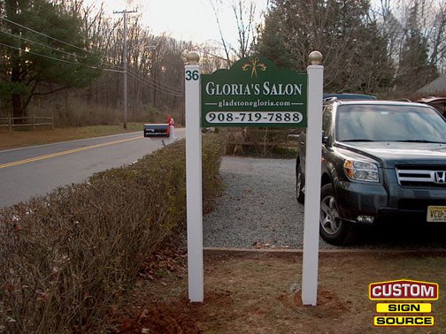 Glorias Salon Carved Post and Panel Sign by Custom Sign Source – Succasunna, Morristown, Madison, Morris County, NJ