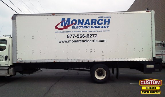 Monarch Electric Box Truck Vehicle Graphics by Custom Sign Source
