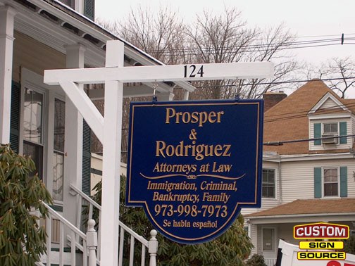 Prosper & Rodriguez Hanging Sign by Custom Sign Source – Succasunna, Morristown, Madison, Randolph, NJ – Building Signs
