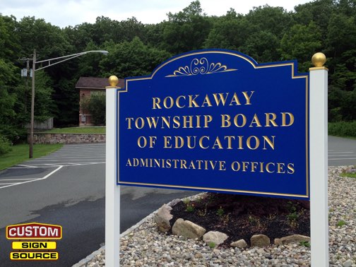 Rockaway Township Board of Ed Carved Post and Panel Sign by Custom Sign Source – Succasunna, Morristown, Madison, Randolph, NJ – Carved Signs