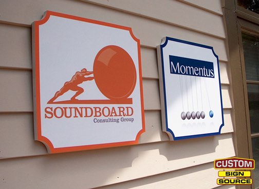 Soundboard and Momentus Building Signs by Custom Sign Source – Succasunna, Morristown, Madison, Randolph, NJ – Building Signs