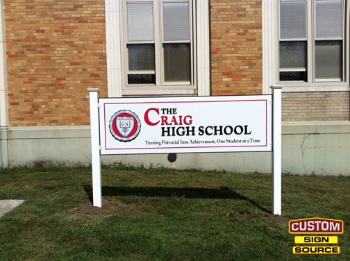 Craig School Dimensional Letters Post and Panel Sign by Custom Sign Source - Morris County NJ