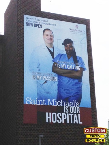 St Michaels Medical Center Large Building Banner by Custom Sign Source – Succasunna, Morristown, Madison, Morris County, NJ