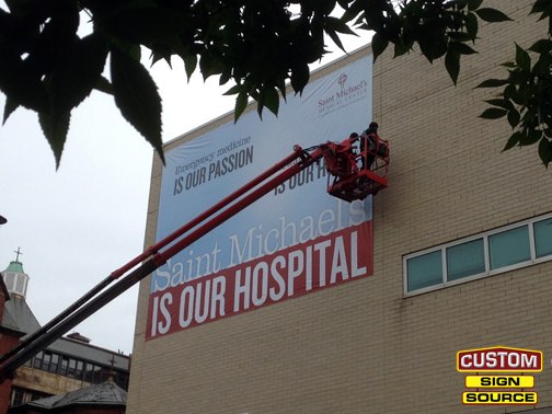 St Michaels Medical Center Large Building Banner by Custom Sign Source – Succasunna, Morristown, Madison, Morris County, NJ