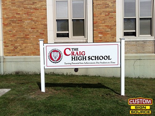 The Craig High School Dimensional Post and Panel Sign