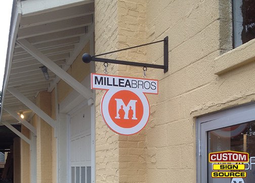 MILLEABROS Hanging Building Sign by Custom Sign Source – Succasunna, Randolph, Boonton, Morristown, Morris County, NJ