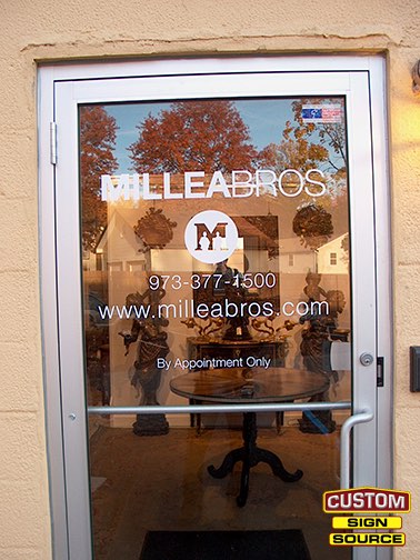 MILLEABROS Window Graphics by Custom Sign Source - Boonton, Morris County, NJ