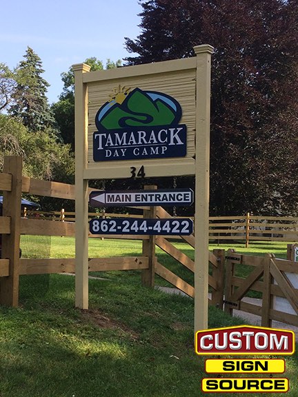 Tamarack Day Camp Carved Post and Panel Sign by Custom Sign Source – Morris County, NJ