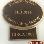 JAS Mendham Cast Laser Engraved Plaque by Custom Sign Source - Morris County, NJ