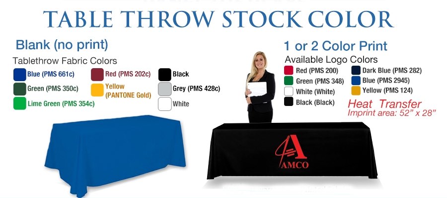 Table Throw Stock Color Options - Custom Sign Source - Morris County, NJ